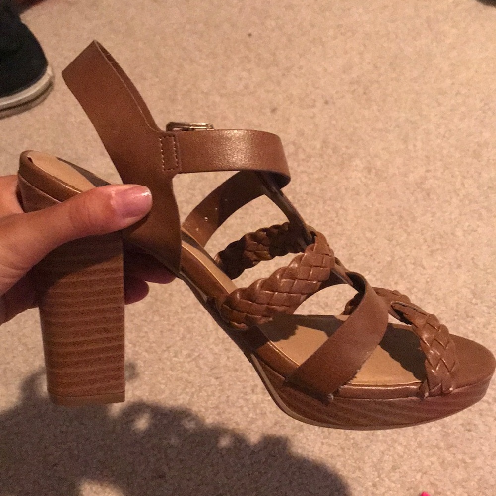 Dark brown thick heels, only worn once